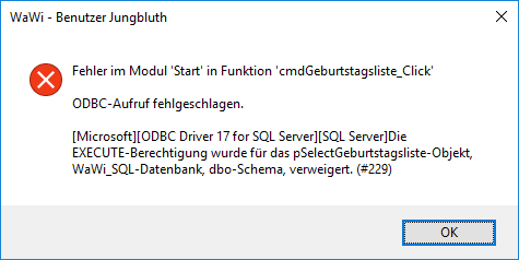 Fehler beim Datenzugriff
